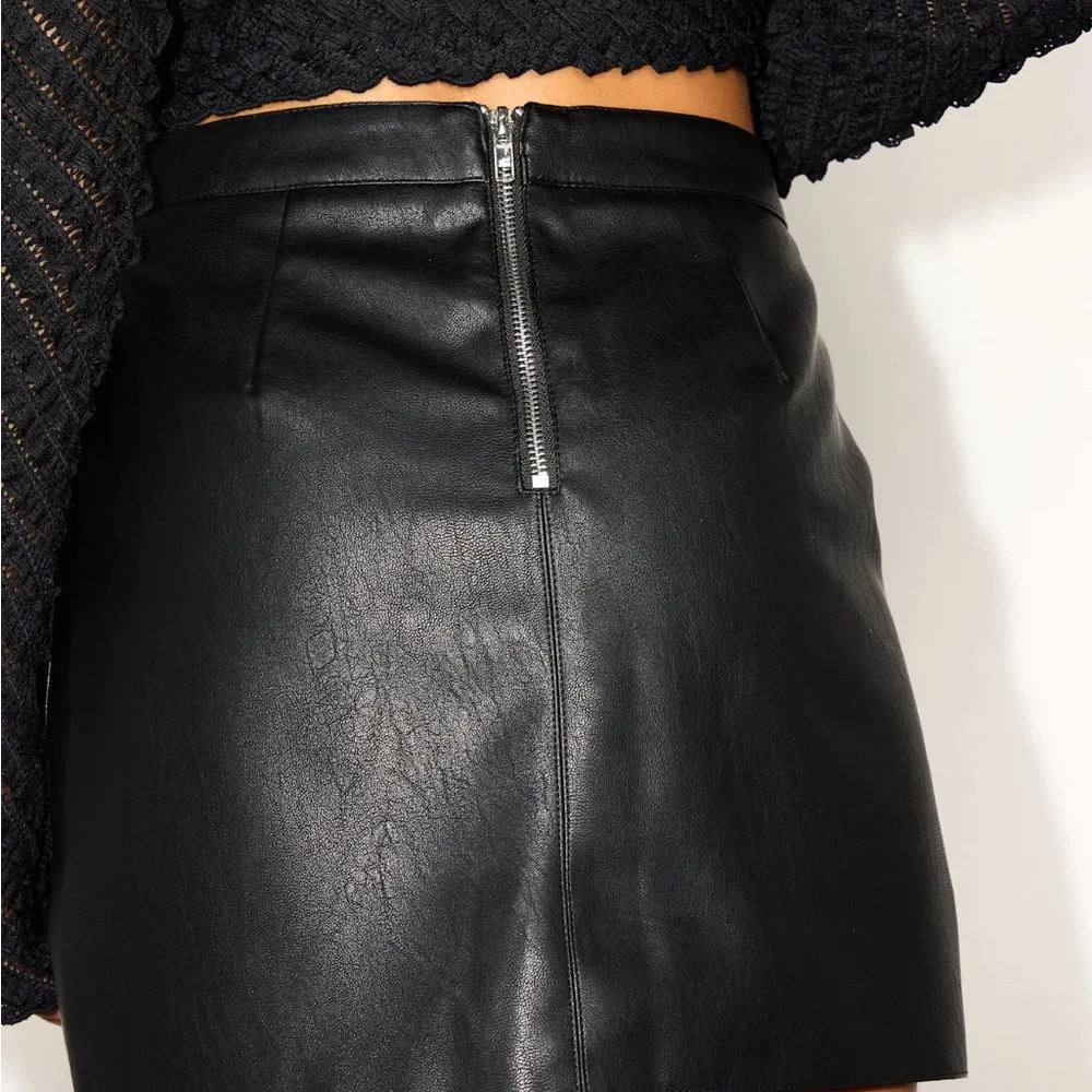 Lulu's Harley Black Vegan Leather Mini Skirt - Picture 2 of 5